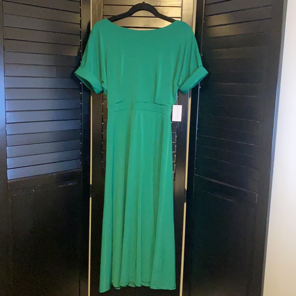 Alexia Admor Draped Bodice Kelley Green Midi Dress
